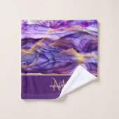 Marbre doré et violet Agate et luxe à monogramme (Gant de toilette)