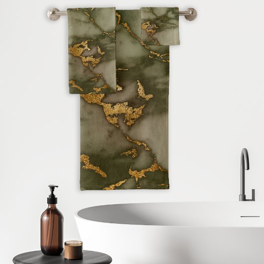 Marbre doré faux-pli olive vert
