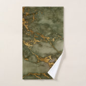 Marbre doré faux-pli olive vert (Serviette à main)