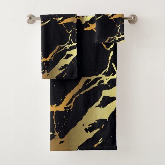 Marbre doré moderne Grandes Elégantes Jaune Noir (En situation)