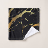 Marbre doré moderne Grandes Elégantes Jaune Noir (Gant de toilette)