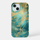 Marbre doré vert turquoise Monogramme Nom Initiale (Verso)