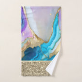Marbre élégant et stylé or, bleu et violet (Serviette à main)