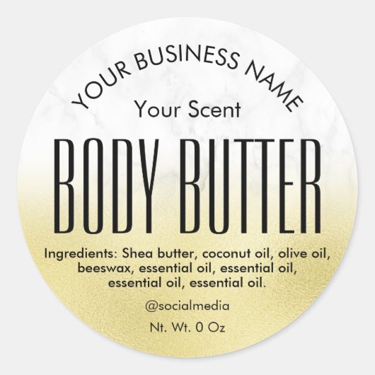 Marbre élégant Étiquettes de Beurre de corps d'hui (Devant)