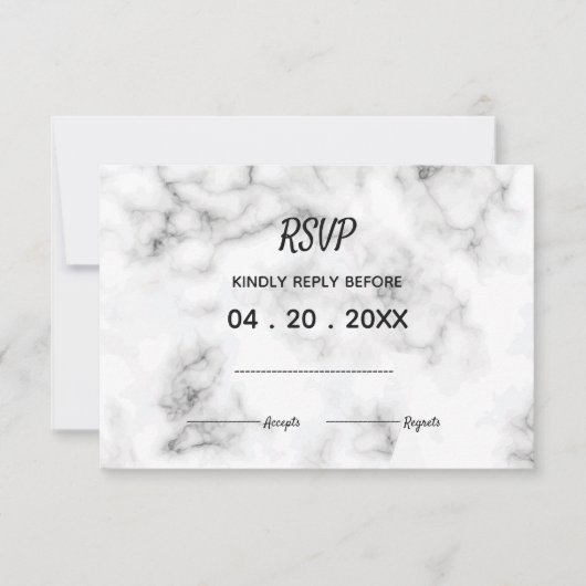 Marbre élégant mariage design RSVP (Devant)