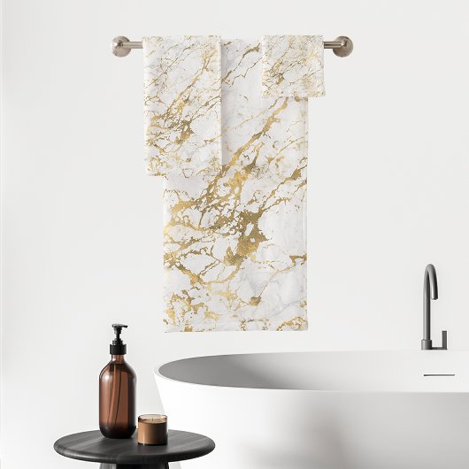 Marbre élégant motif or blanc