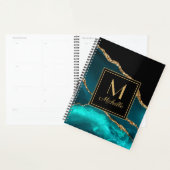 Marbre élégant sarcelle noir or Monogramme (Devant avec enveloppe)