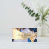 Marbre Elégante Typographie Turquoise Agate carte  (Debout devant)