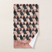 Marbre en noir | blanc et or rose Monogram (Serviette à main)