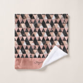 Marbre en noir | blanc et or rose Monogram (Gant de toilette)