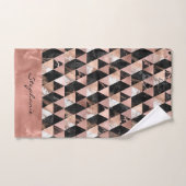 Marbre en noir | blanc et or rose Monogram (Serviette à main)