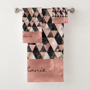 Marbre en noir or blanc & rose Monogramme