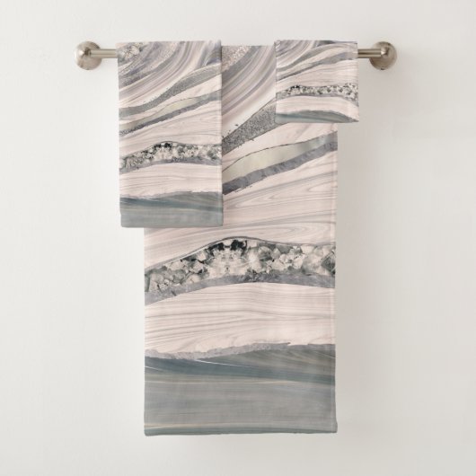 Marbre et cristal liquides gris - perle et argent (En situation)