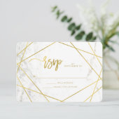 Marbre et Faux Gold Mariage géométrique RSVP (Debout devant)