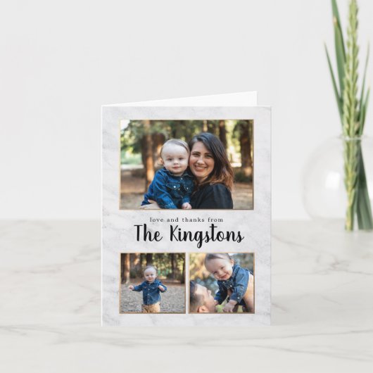 Marbre et or 3 Photo Collage Merci Cartes (Devant)