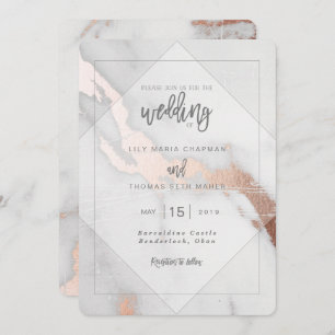 MARBRE ET OR ROSE EFFECT FAIRE-PART DE MARIAGE
