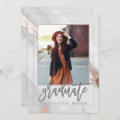 MARBRE ET OR ROSE faire-part DE DIPLÔME (Devant / Derrière)