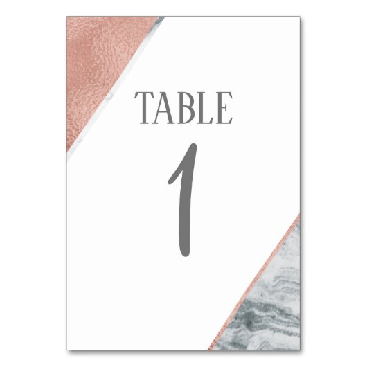 Marbre et or Rose Mariage Numéro de table (Dos)