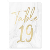 Marbre et or Script | Carte numéro de tableau 19 (Dos)