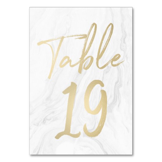 Marbre et or Script | Carte numéro de tableau 19 (Par défaut)