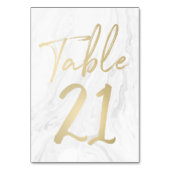 Marbre et or Script | Carte numéro de tableau 21 (Dos)
