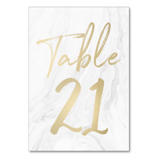 Marbre et or Script | Carte numéro de tableau 21 (Par défaut)