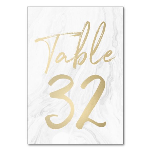 Marbre et or Script | Carte numéro de tableau 32 (Par défaut)