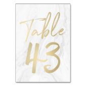 Marbre et or Script | Carte numéro de tableau 43 (Dos)