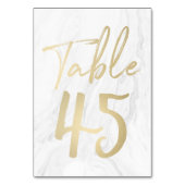 Marbre et or Script | Carte Numéro de tableau 45 (Dos)