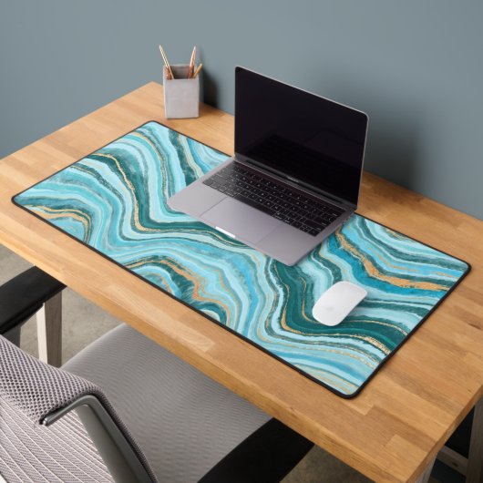Marbre Faux Bleu Or Élégant (Bureau 2)
