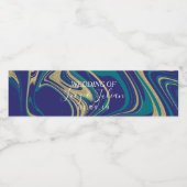 Marbre Faux Gold Blue Mariage Étiquette de bouteil (Étiquettes simples)