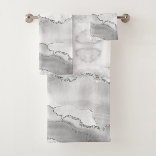 Marbre Faux Pailleté Argent Agate Blanche Moderne (En situation)