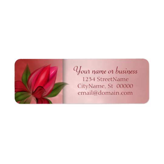Marbre floral rouge et rose étiquette d'adresse retour