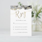 marbre fluide or noir mariage RSVP (Debout devant)