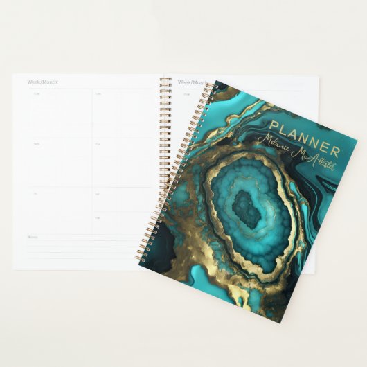 Marbre géode doré et agate sarcelle Luxe élégant (Devant avec enveloppe)