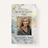 Marbre Gold Blue Employé Photo ID Badge (Devant)