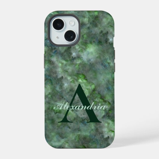 Marbre granit monogramme abstrait vert quartz (Verso)
