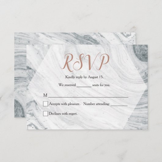 Marbre gris Mariage moderne RSVP Chic (Devant / Derrière)