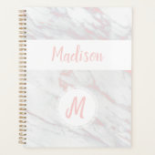 Marbre Gris Rose Moderne Monogramme Tendance (Devant)