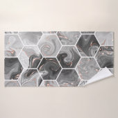 Marbre hexagone texture transparente avec motif or (Serviette de bain)
