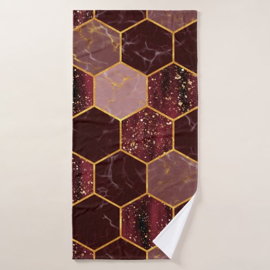 Marbre hexagone texture transparente avec or (Serviette de bain)