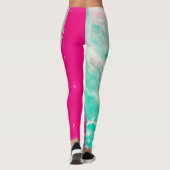 Marbre Impression Magenta Aqua Swirl Leggings (Dos)