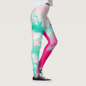 Marbre Impression Magenta Aqua Swirl Leggings (Droite)