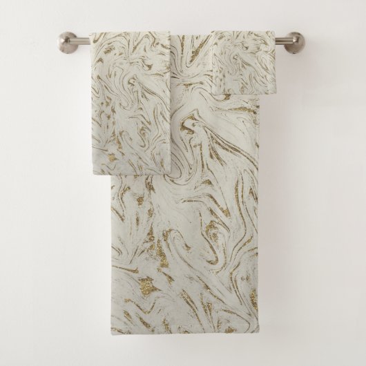 Marbre Ivoire & Paillettes Dorées Tendance Moderne (En situation)