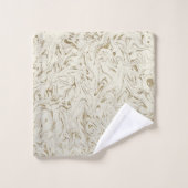 Marbre Ivoire & Paillettes Dorées Tendance Moderne (Gant de toilette)