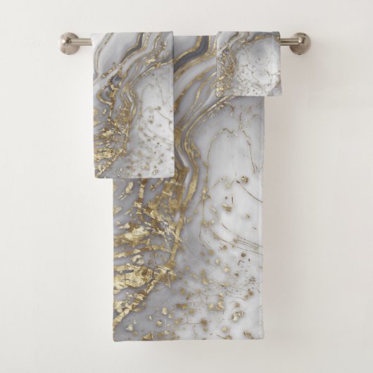 Marbre liquide gris - perle et or (En situation)