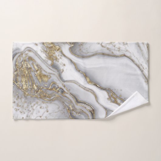 Marbre liquide gris - perle et or (Serviette à main)