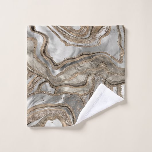 Marbre liquide - perle et or (Gant de toilette)