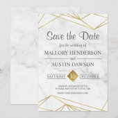 Marbre Mariage géométrique Enregistrer la carte de (Devant / Derrière)