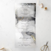 Marbre mariage Noir Or Encre d'alcool Tri-Fold (Intérieur)
